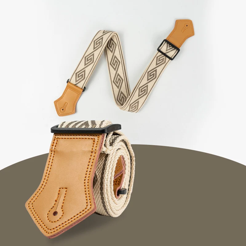 

Guitar Strap for Acoustic Guitar, Bass, Electric Guitar, Unisex, Stylish Leather and Cotton Crossbody Strap