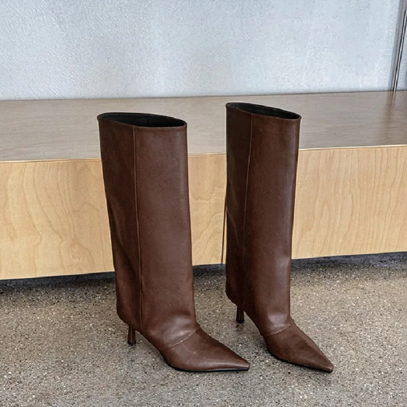 Temperament Over The Knee Boots 2026 Autumn New Soft Leather Pointed Toe Thin Heel Straight Leg Thin High Heels