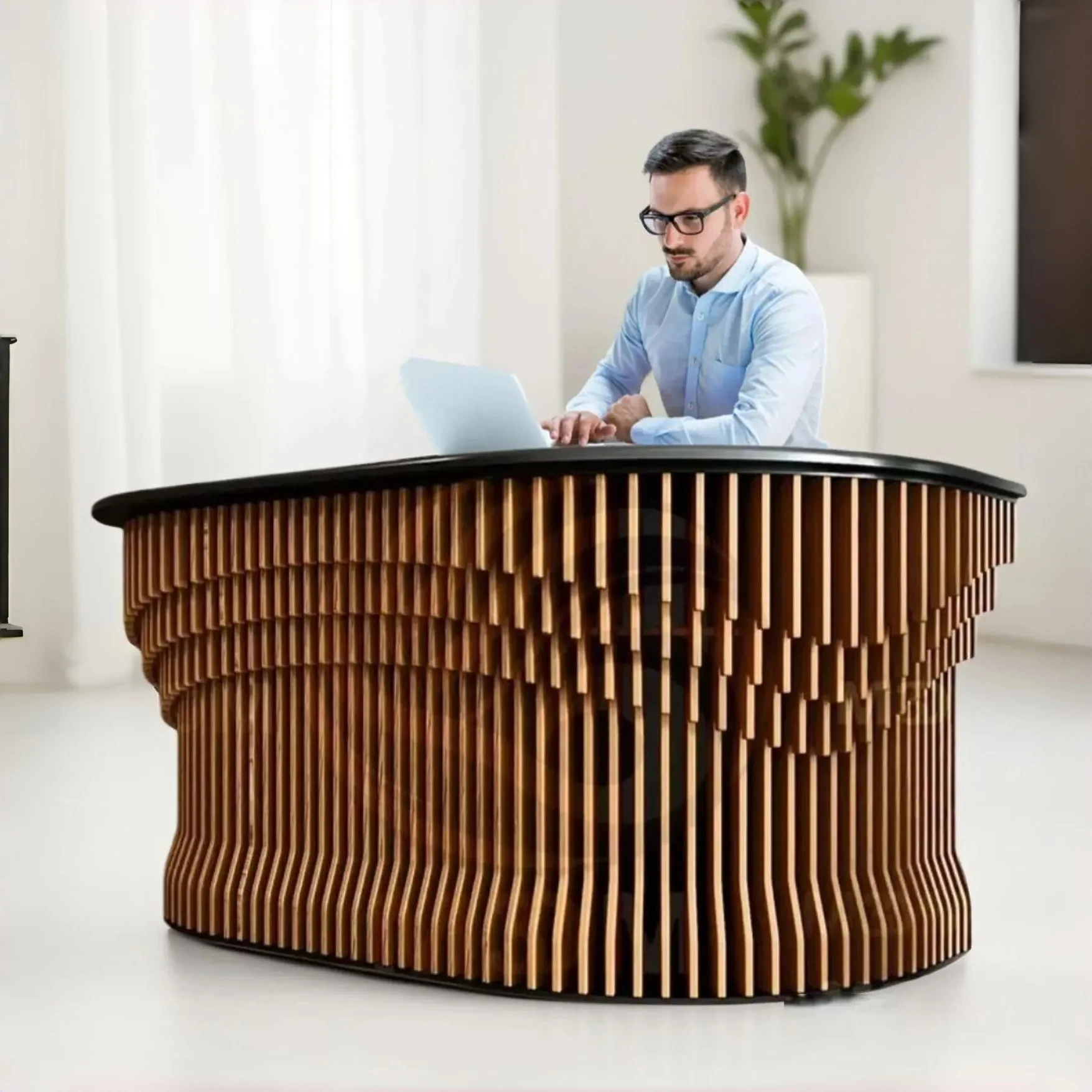 Z Wooden Reception Desk Stylish For Business And Salon Space Mall Cashier Table Consultation CounterZ