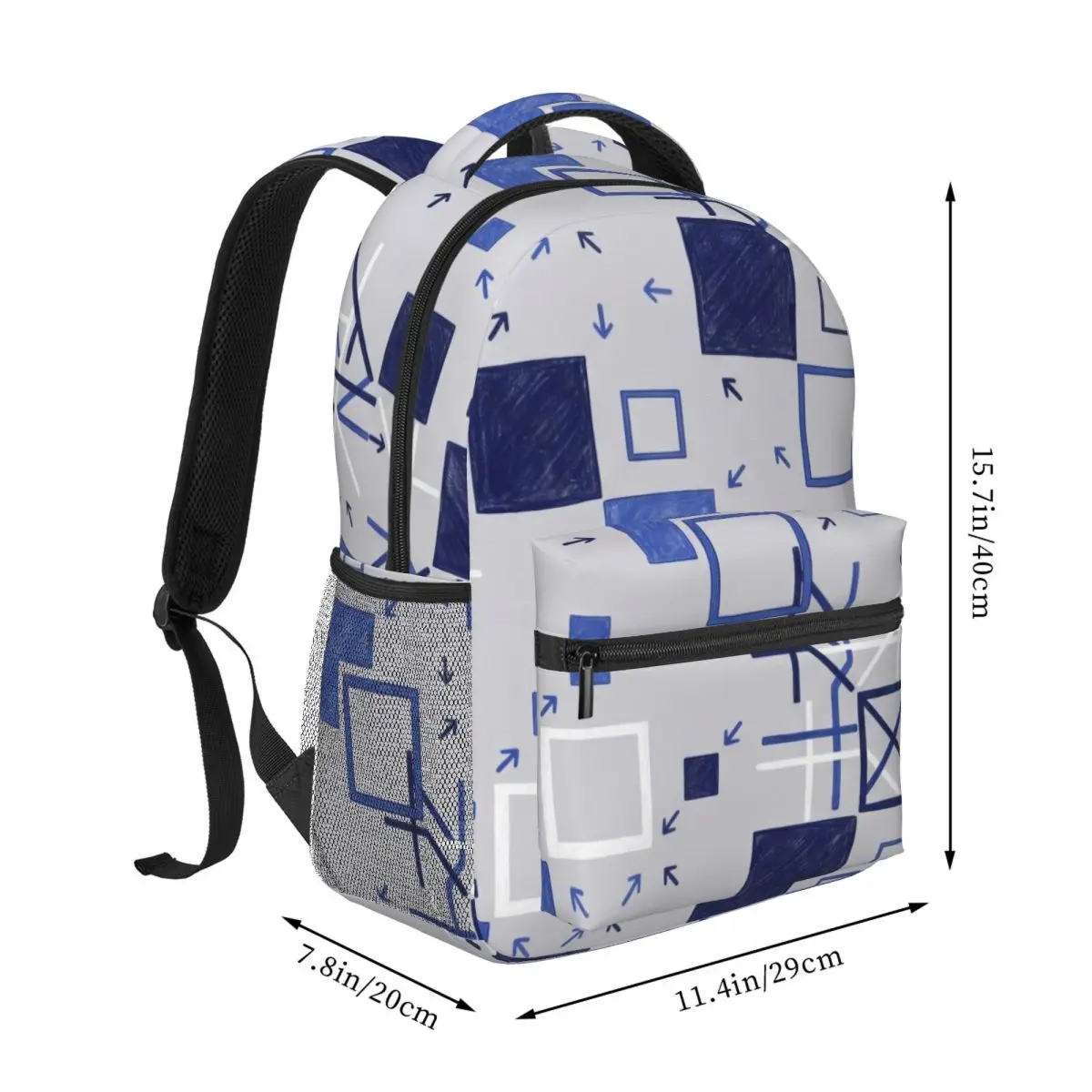 Blue Aesthetic School Backpack Checker Commuter Arrow Square Urban Commuter Light Gray Navy Clean White Lightweight Daypack Boys