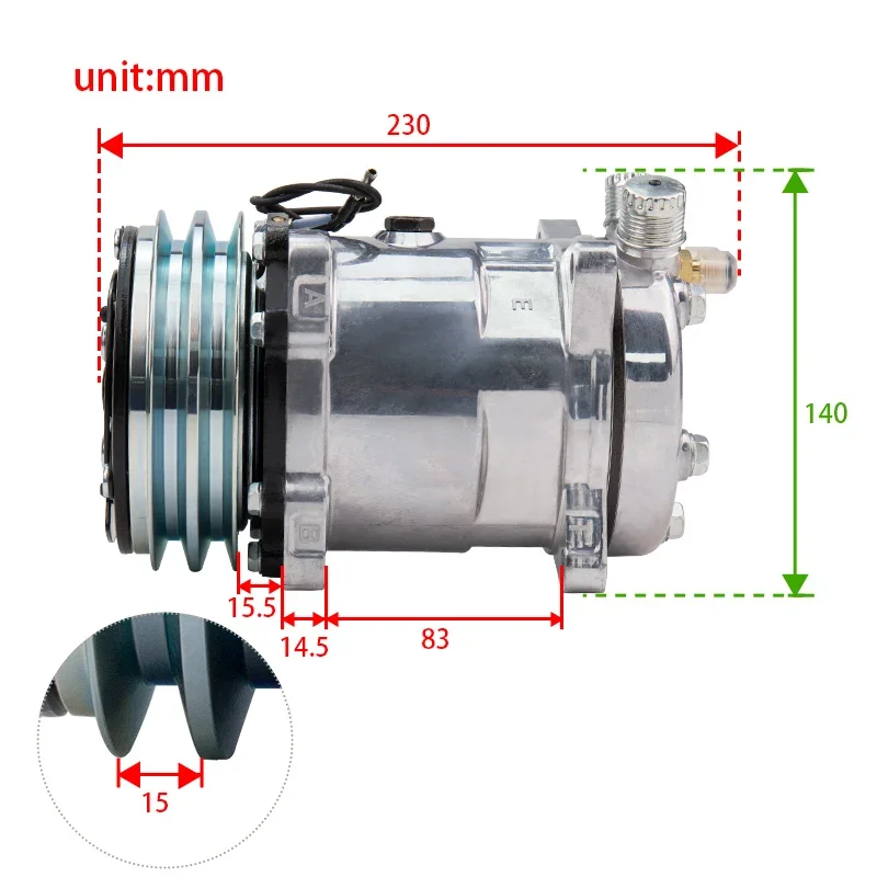 5H14 508 Compressor 2 pk 12V 24V Tractor Excavator Heavy Duty Truck Car A/C Air Conditioning Compressor