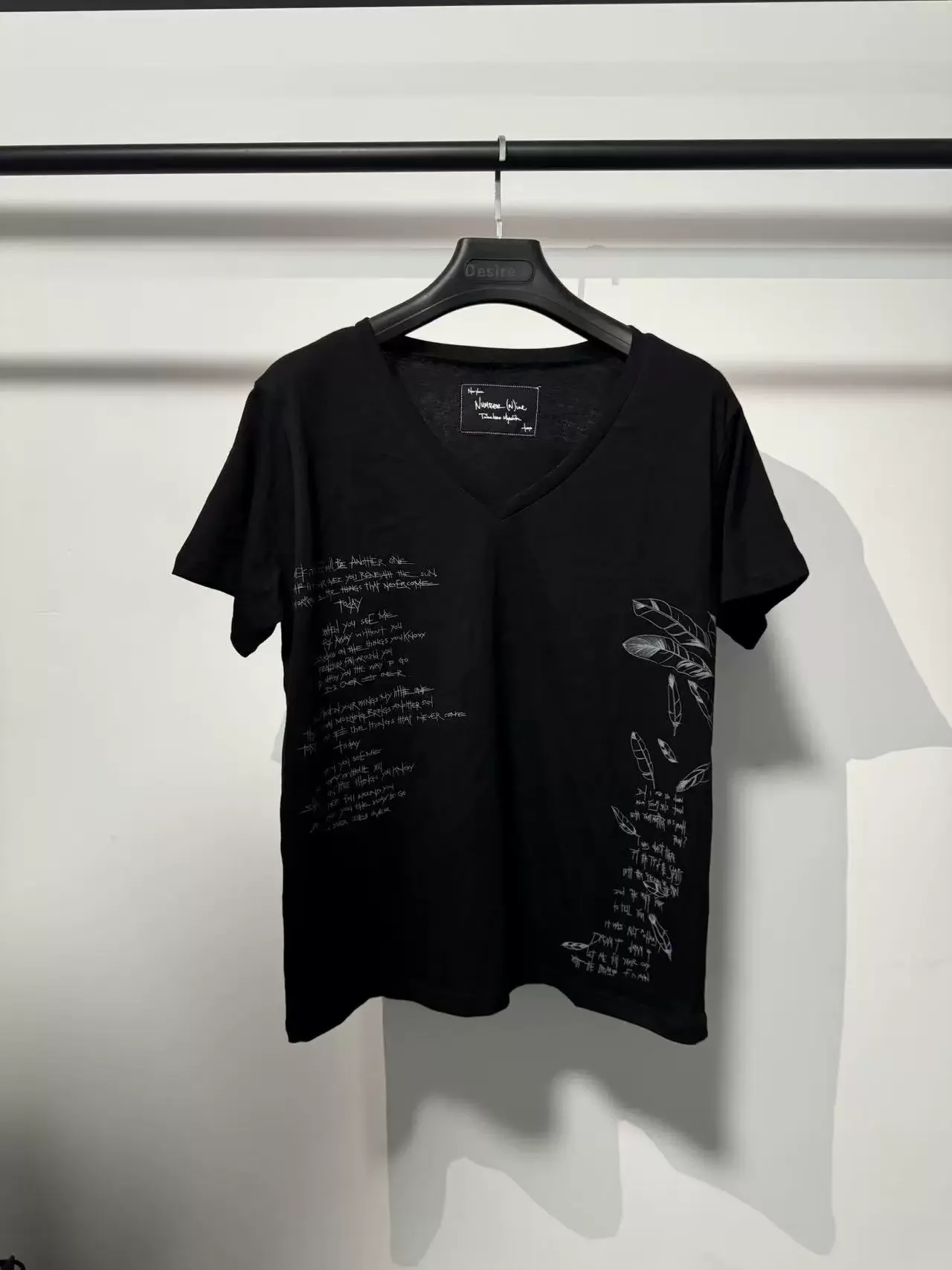 New Men V-neck Number 9 N9 08ss Birds Feather T Shirts T-Shirt Hip Hop Skateboard Street Cotton T-Shirts Tee Top US size #R092