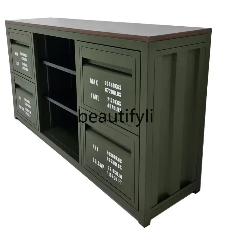 LXContainer خزانة خمر ملف الحديد الفن خزانة الأحذية النمط الصناعي SideboardSSS #3