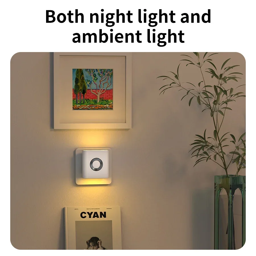 EU LED Night Light with Socket Motion Sensor Warm White Ambient Wall Lamp for Bedroom Staircase Toilet Corridor Bathroom Use
