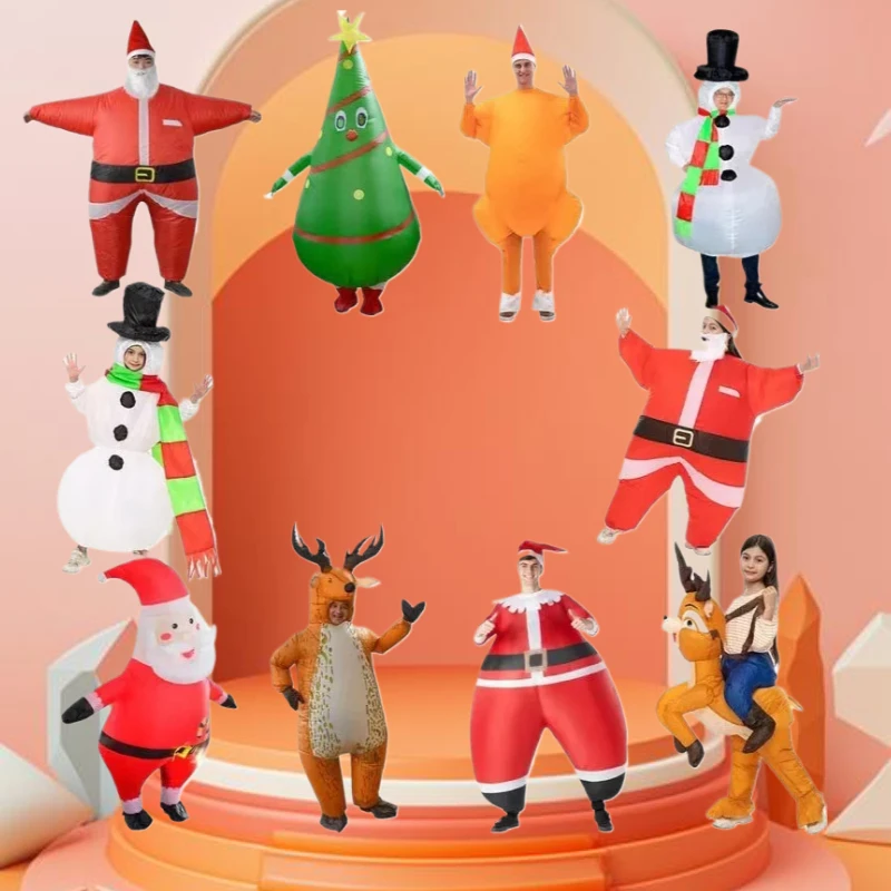

Halloween Santa Claus Inflatable Clothing Snowman Riding Elk Inflatable Costume Carnival Christmas Tree Children's Day Costumes