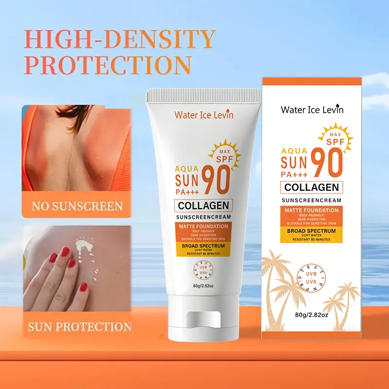 SPF 90 PA+++ Collagen Sunscreen Cream - Broad Spectrum, Water Resistant, Matte Finish, Reef Friendly for All Skin