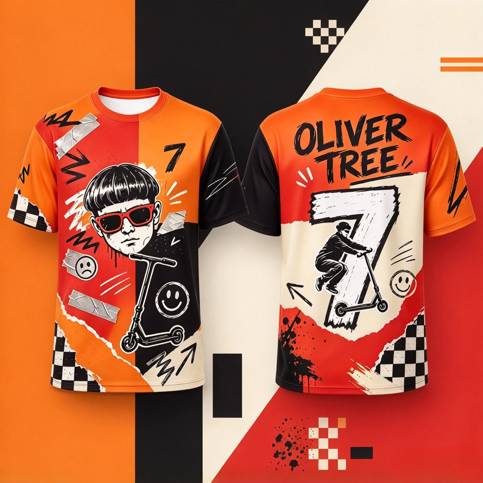 2026 New Oliver Tree 01 Graffiti Scooter Graphic T Shirt Blue Pink Short Sleeve Concert Tour Fan Tee Men Women Streetwear KID