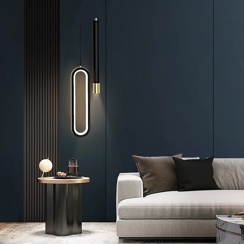 

Bedside small chandelier modern simple Nordic creative art lamps light luxury living room background wall bedroom long line