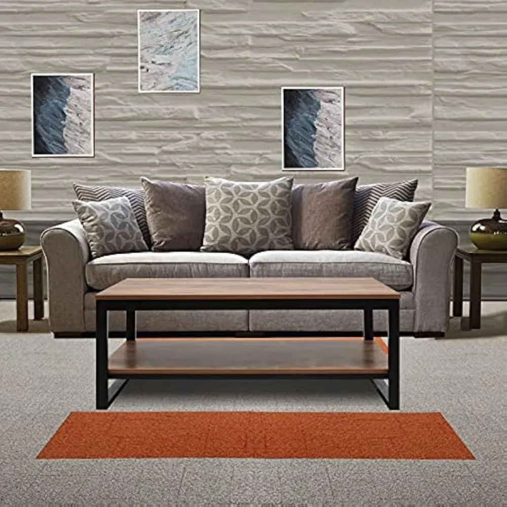 طاولة قهوة خشبية مع رف تخزين، طاولة صناعية مقاس 41.7 بوصة لغرفة المعيشة، بني #2