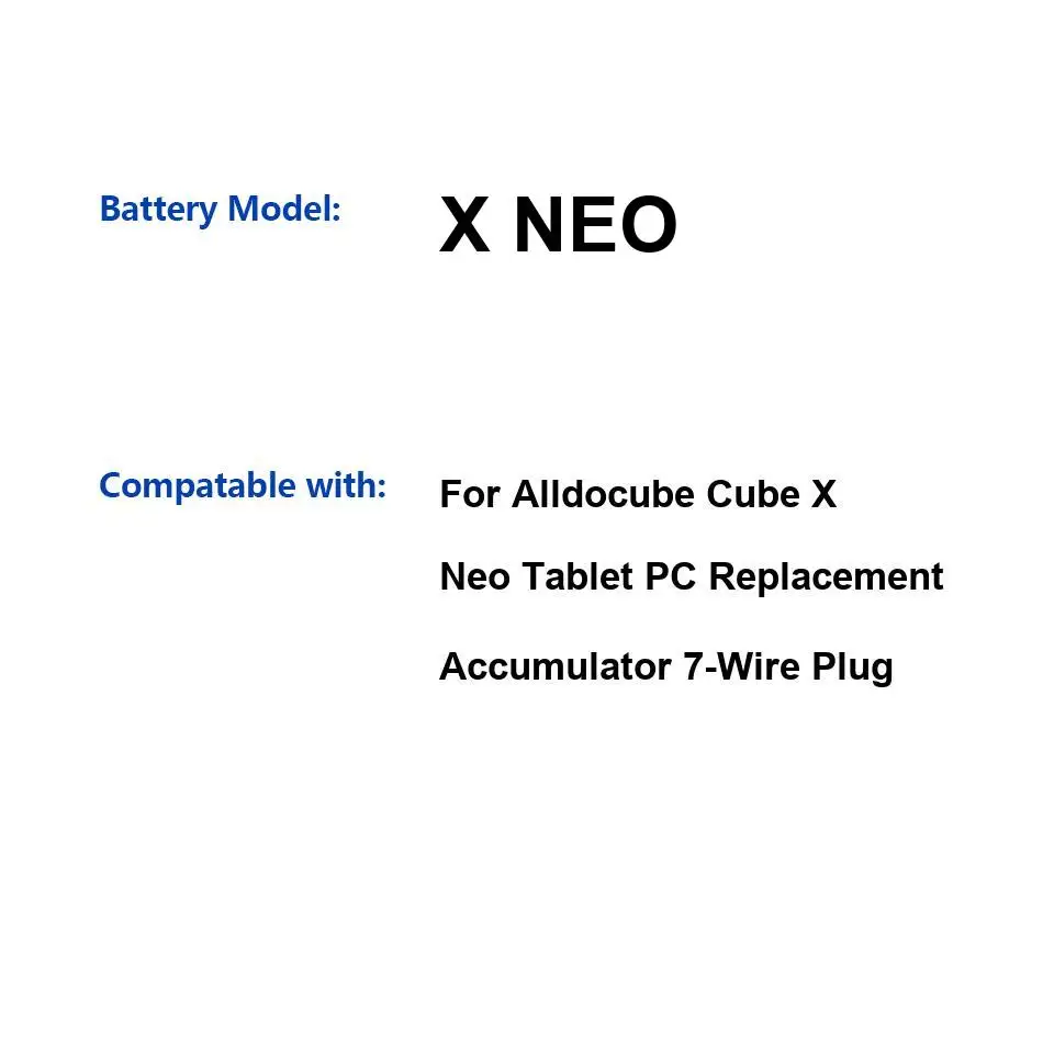 For Alldocube Cube X Neo Tablet PC Replacement Accumulator 7-Wire Plug 8000mAh Tablet Battery Reliable Power