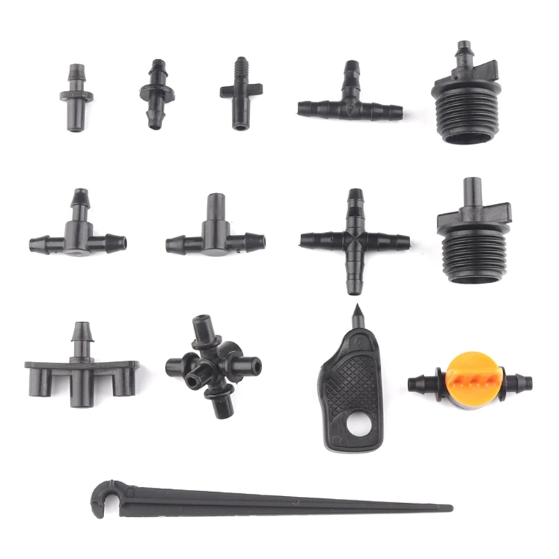 30pcs 15Kinds 4/7mm Garden Hose Connectors Micro Drip Irrigation System Soft Pipe Hose Joints Tee Splitters Plug Water Connector