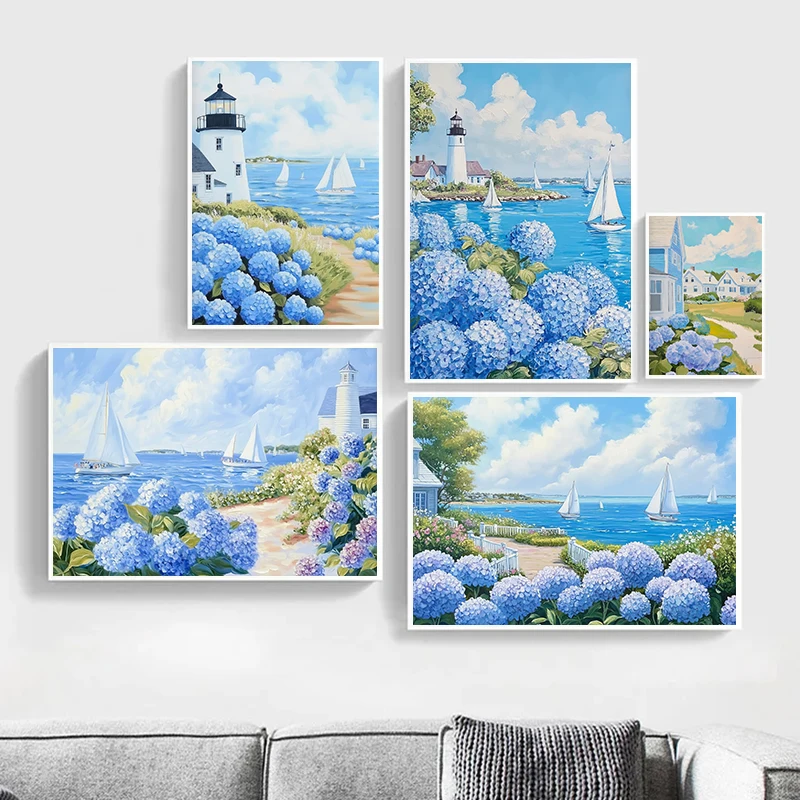 Nantucket شاطئ البحر المراكب الشراعية الكوبية الملصقات والمطبوعات قماش الطباعة جدار صورة فنية لغرفة المعيشة ديكور المنزل