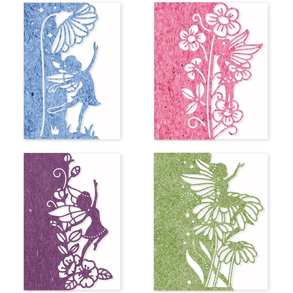 4pcs Fairy Lace Edge Metal Cutting Dies Template with Flower Pattern for DIY Scrapbook Cards Making Album Envelope Decoration