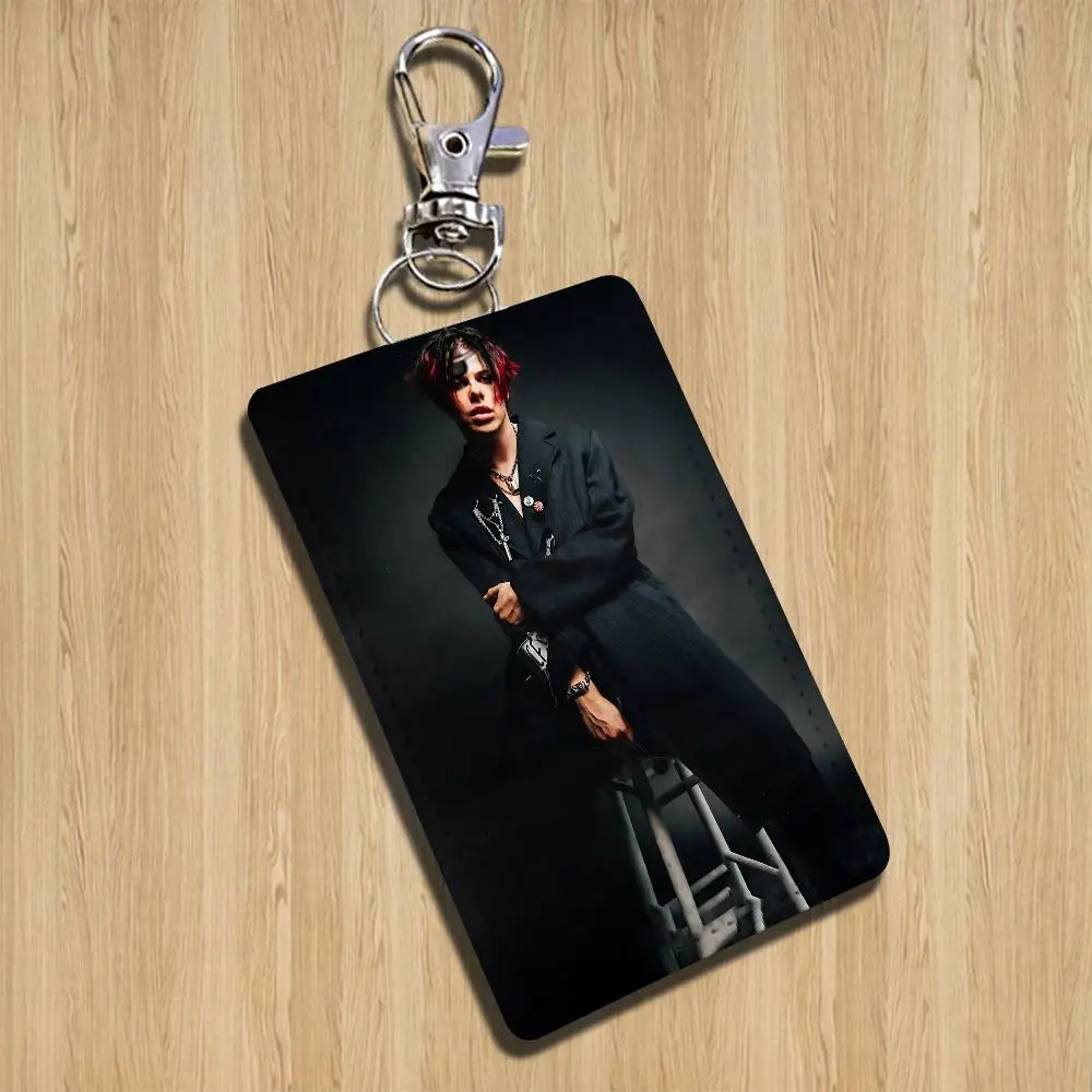 Chaveiro de Couro Retangular Yungblud com Design de Música Exótica e Inusitada, Porta-Cartão de Identificação, Porta-Cartão de Acesso, Porta-Chaves