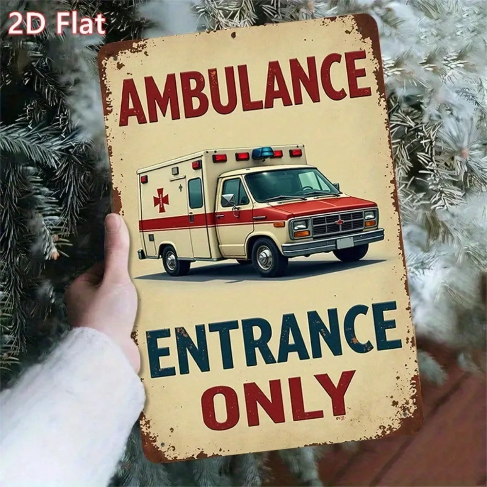 

Vintage Ambulance, Metal Wall Sign, Retro Iron Decor With Red Cross, For Home Cafe Restaurant, Rustic Valentine Ramadan Deco