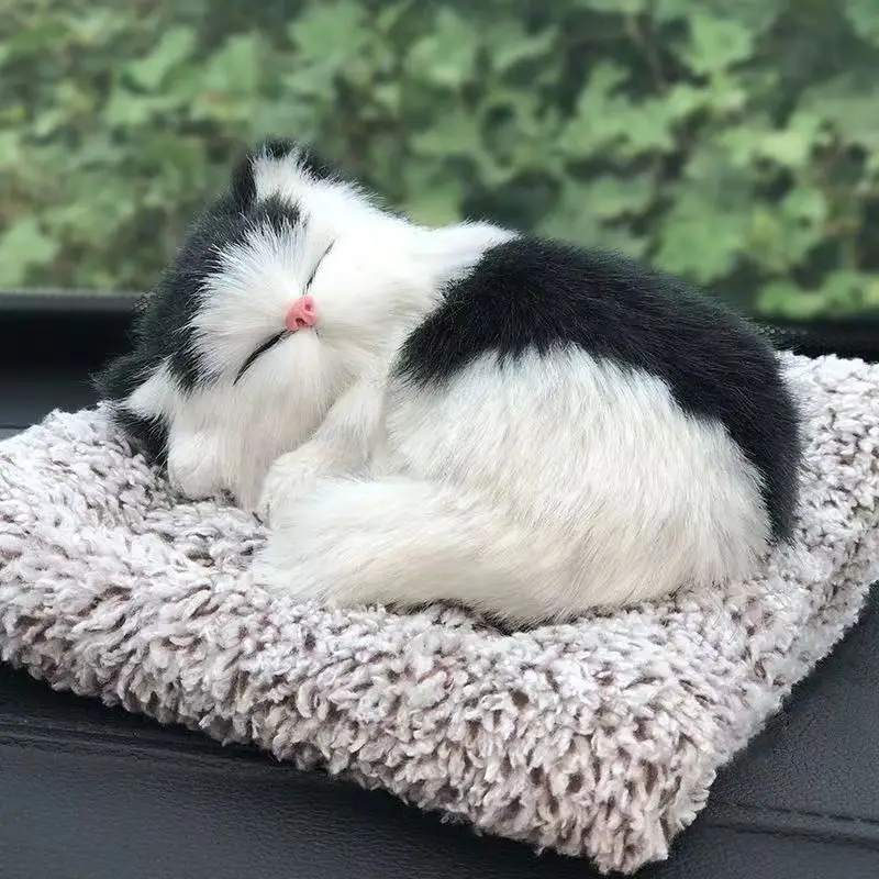 Kawaii Simulation Sleeping Cat Stuffed Animals Display Mold Portable Fake Cat Kittens Doll Ornaments Decoration Kids Toys Gifts