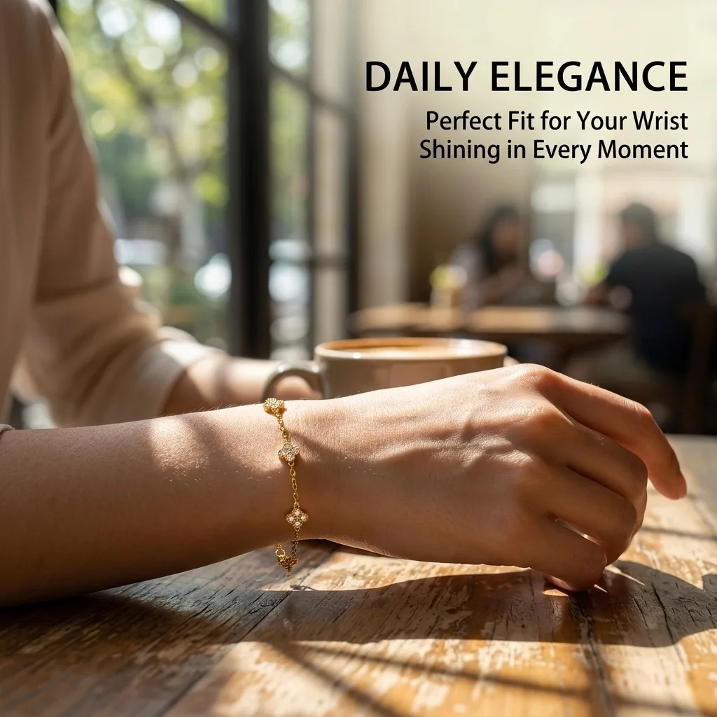 Luxury Gold Color Flower Zircon Bracelet - Stainless Steel Jewelry for Women, Hypoallergenic Gift & Party Bangles Accessories