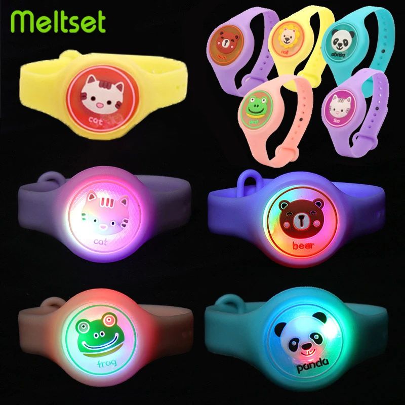 Bonito mosquito repelente pulseira dos desenhos animados crianças à prova dwaterproof água de silicone mosquitos repelente anti inseto pulseiras cor