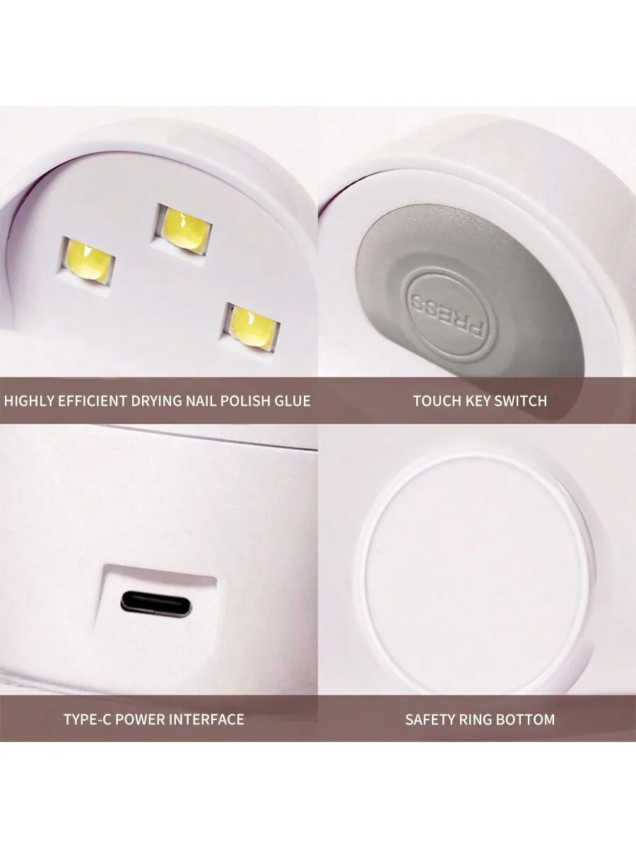 مصباح أظافر أبيض صغير على شكل Q، مجفف أظافر بالأشعة فوق البنفسجية/LED، مجفف أظافر جل سريع الجفاف، لفن الأظافر المنزلي بنفسك