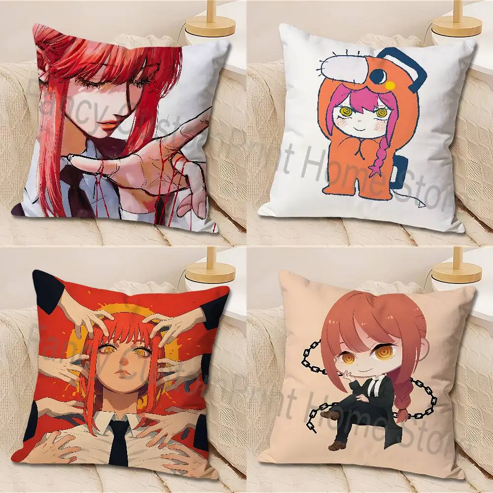 

Cute Girl M-Makima Various Sizes Square Pillow Case For Car Home Bedchamber Decor Custom Valentine gift