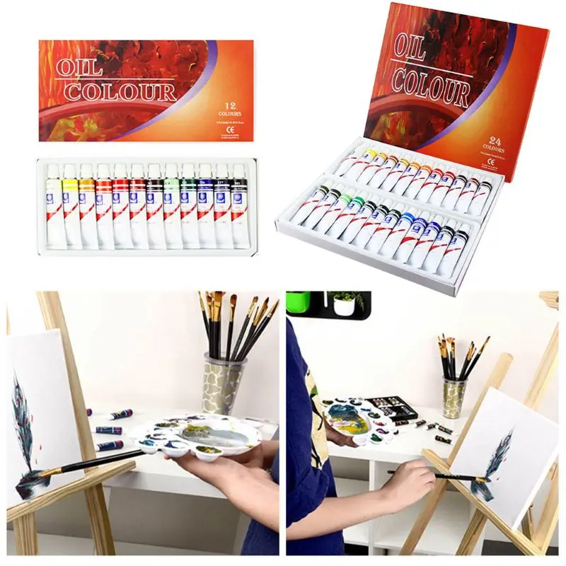 12ml 12/24 Colors Professional Oil Painting Paint Drawing Pigment Tubes Supplies Dropshipping