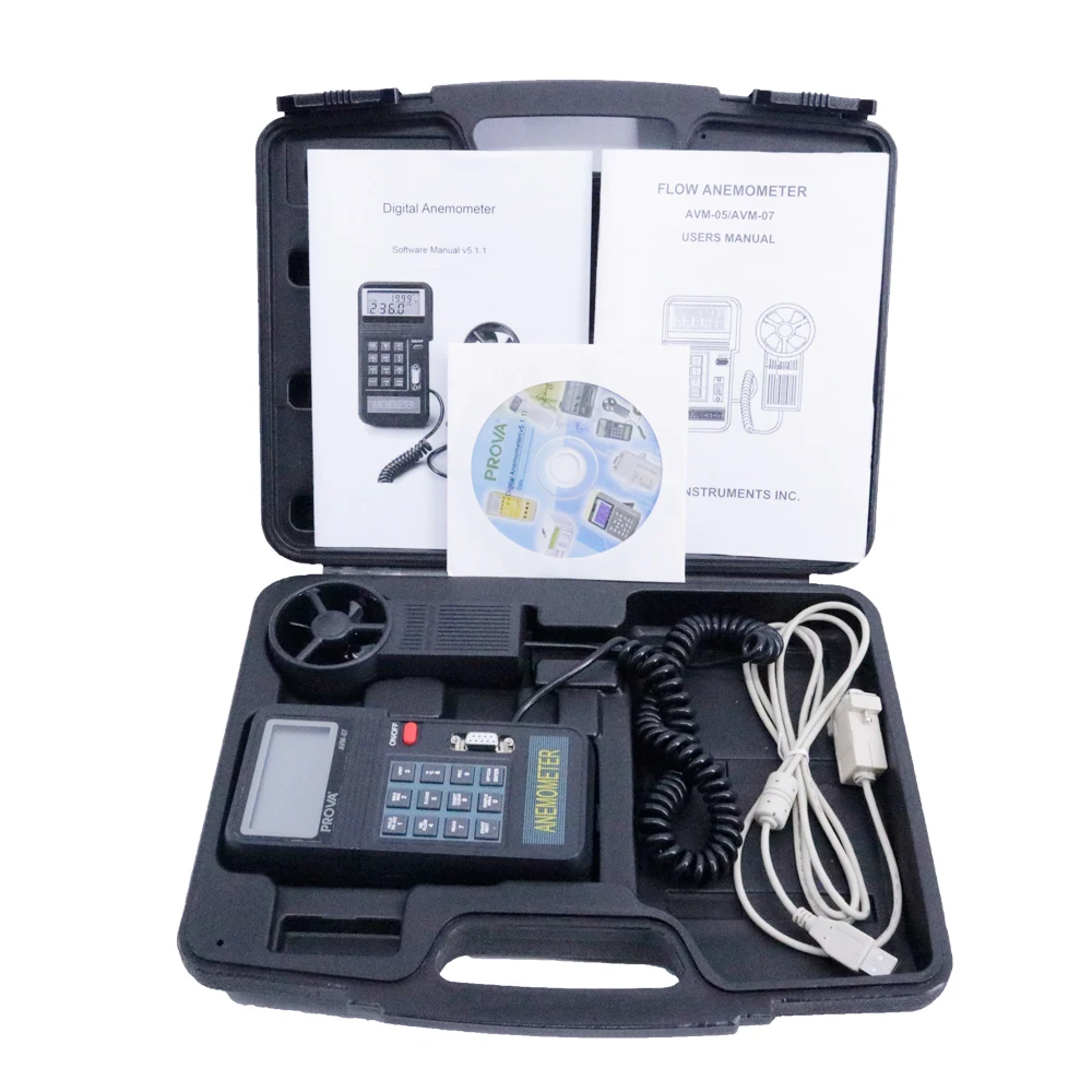 AVM-07 مقياس شدة الريح الرقمي مقياس حجم الهواء نطاق سرعة الرياح (CMM): 0.01 ~ 9999 × 100