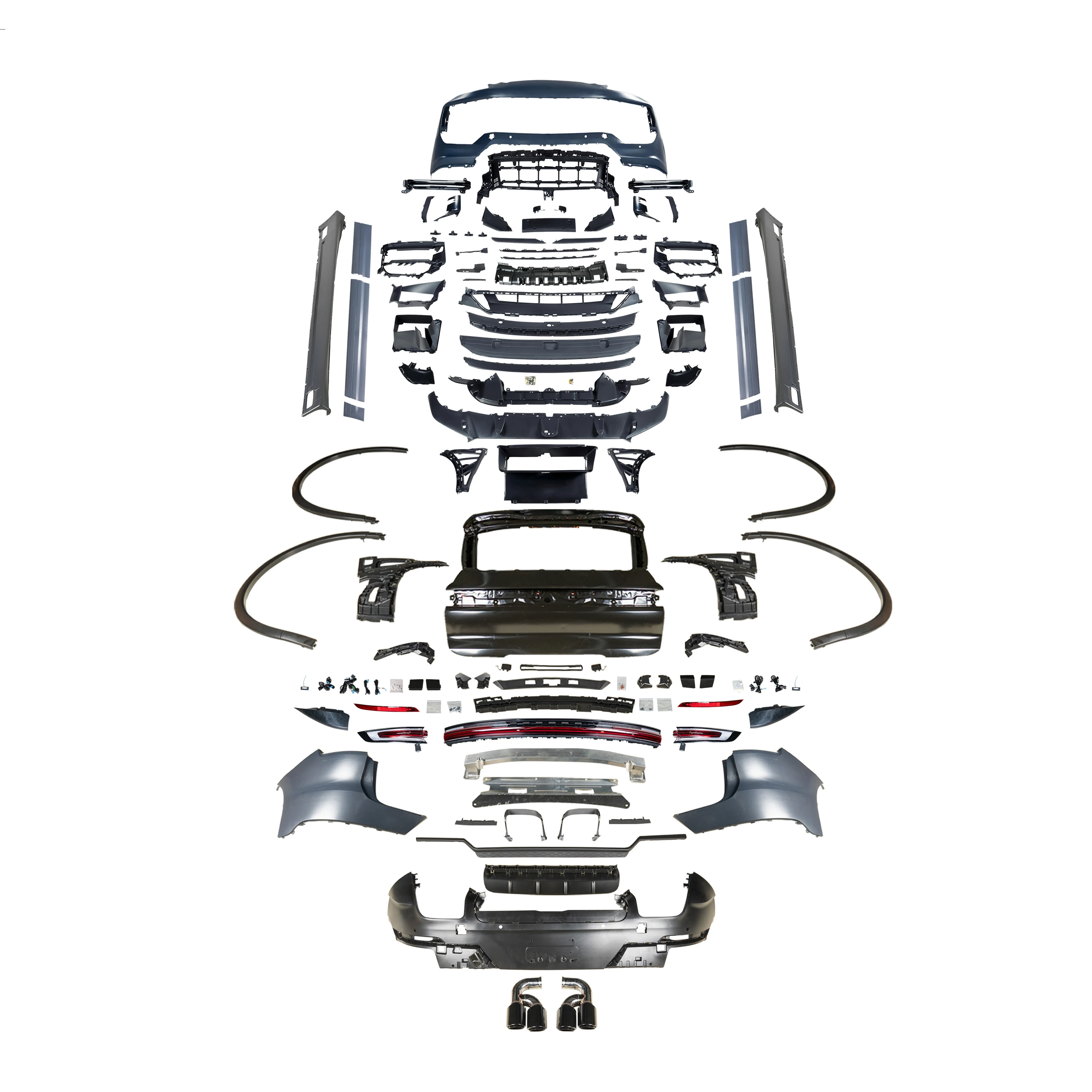KM for Cayenne 958.1 MK1 Upgrade  2024 E3.2 9y0.2 Style Turbo GT & SD Style Bodykit Front Bumper Rear Diffuser Exhaust  Pipes