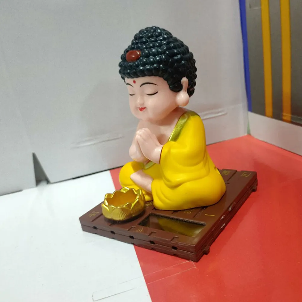 Solar Buddha Car Decoration Retro Shape Beautiful Color Car Dashboard Ornament Desktop Decoration Solar Powered Statue Peaceful
