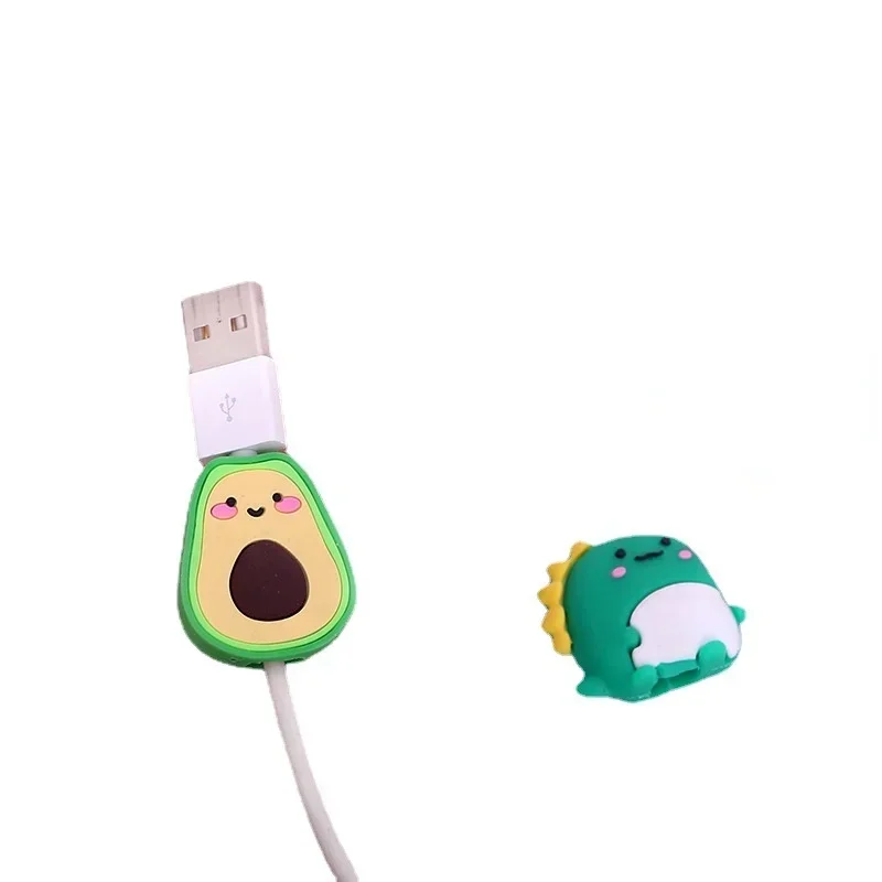 범용 귀여운 만화 미니 동물 디자인 케이블 와인더, USB 데이터 라인 보호대 코드 커버, 실리콘 장식 액세서리