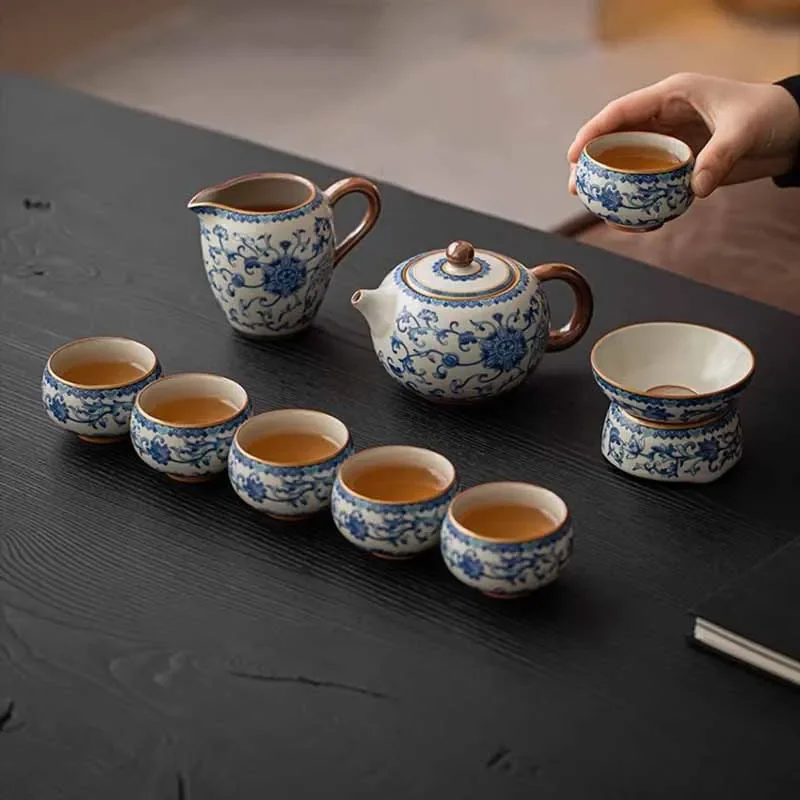 Home Saucers Tea Set Afternoon Drinkware Living Room Samovar Miniature Ceramic Coffee Tea Set Ceremony Tazas De Te Teaware