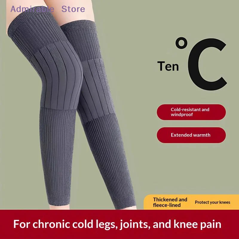 w1 Pair Thick Warm Wool Kneepad Leg Guard Cashmere Knee Protector Windproof Coldproof Leg Warmers Women Men KneeCap Leg Sleeves