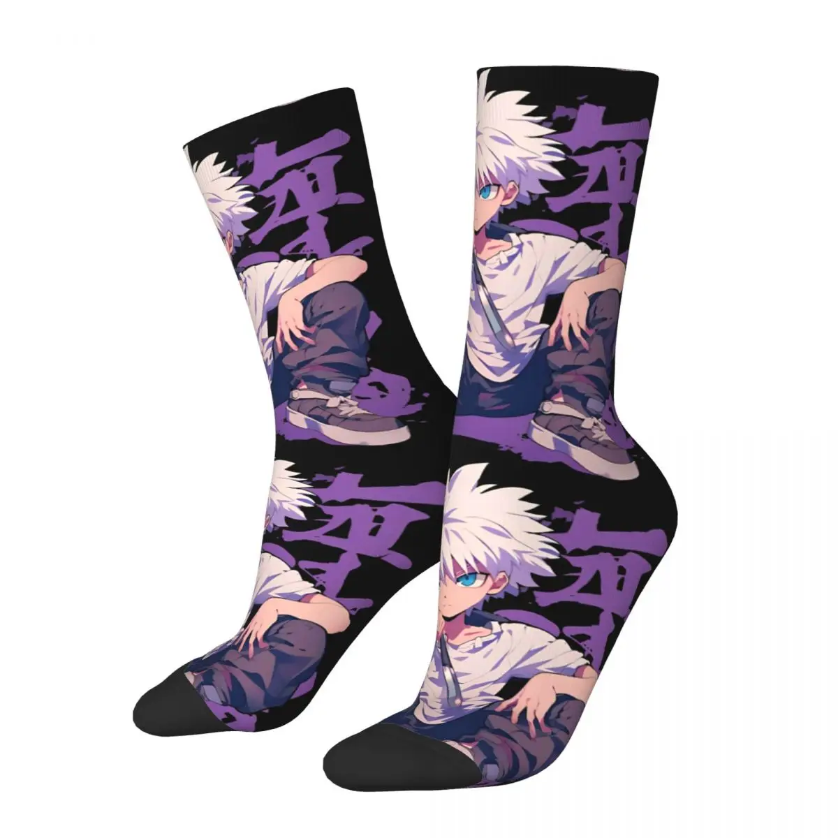 Autumn Winter Casual Men\'s Women\'s Anime Hunter X Hunter Killua Socks Sweat Absorbing Middle Tube Socks