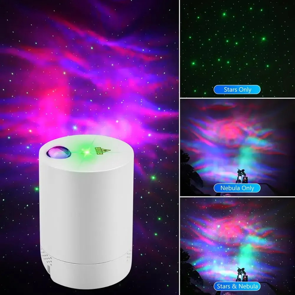 Proyector de cielo estrellado con luz nocturna, lámpara de onda de agua, LED, estrella, música, Control remoto giratorio, Bluetooth, lámpara de mesita de noche para dormitorio