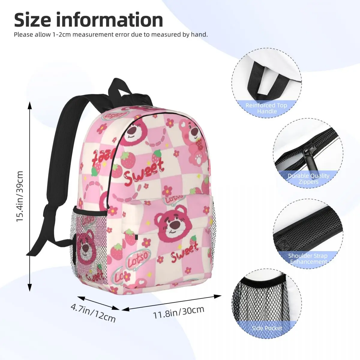 Lotso-mochila leve impermeável para meninos e meninas, grande capacidade, estudante, 15 Polegada