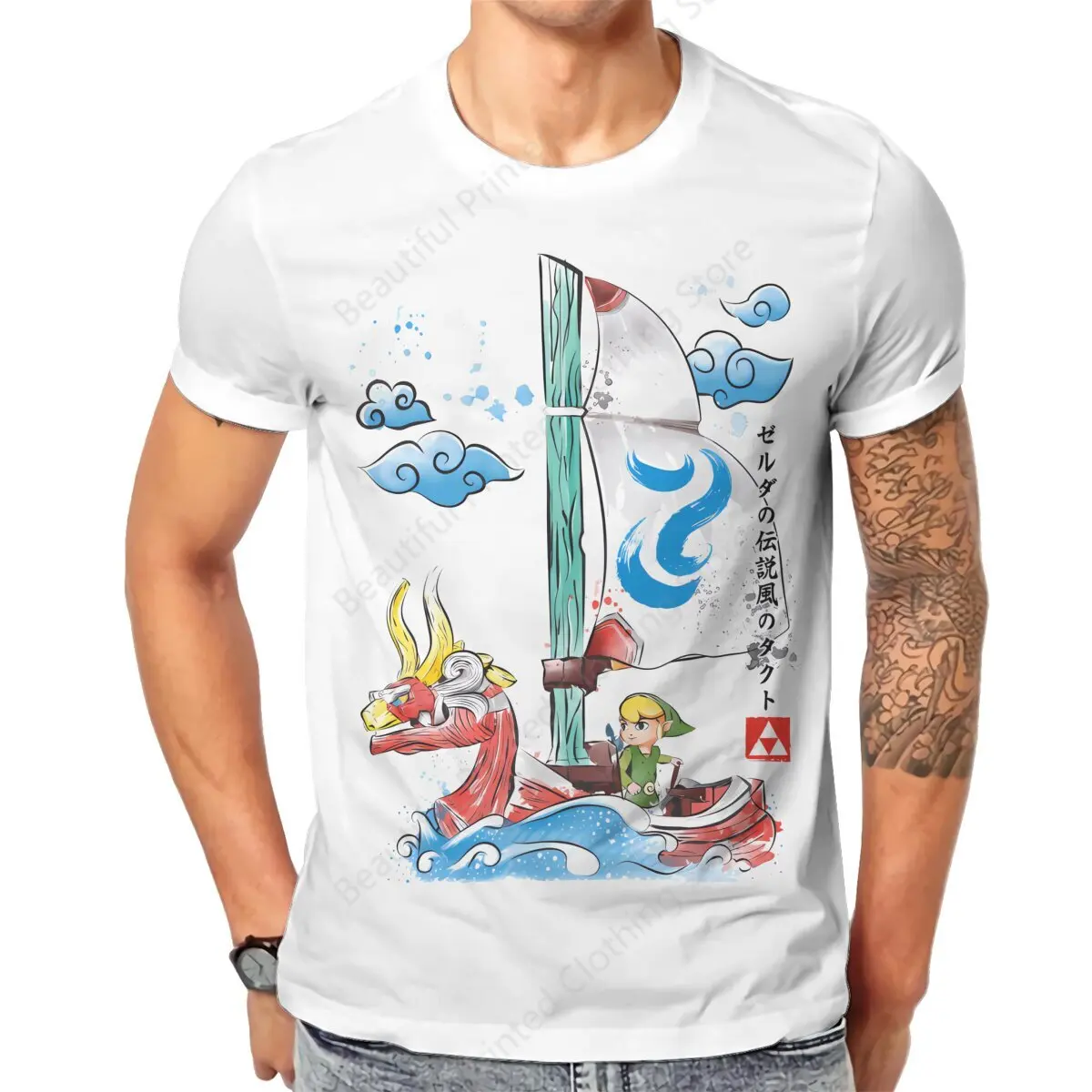 

100% Cotton T-shirt Sailing with the Wind Watercolor Print Comfrot Men's Women's T-Shirts Streetwear Basic Top