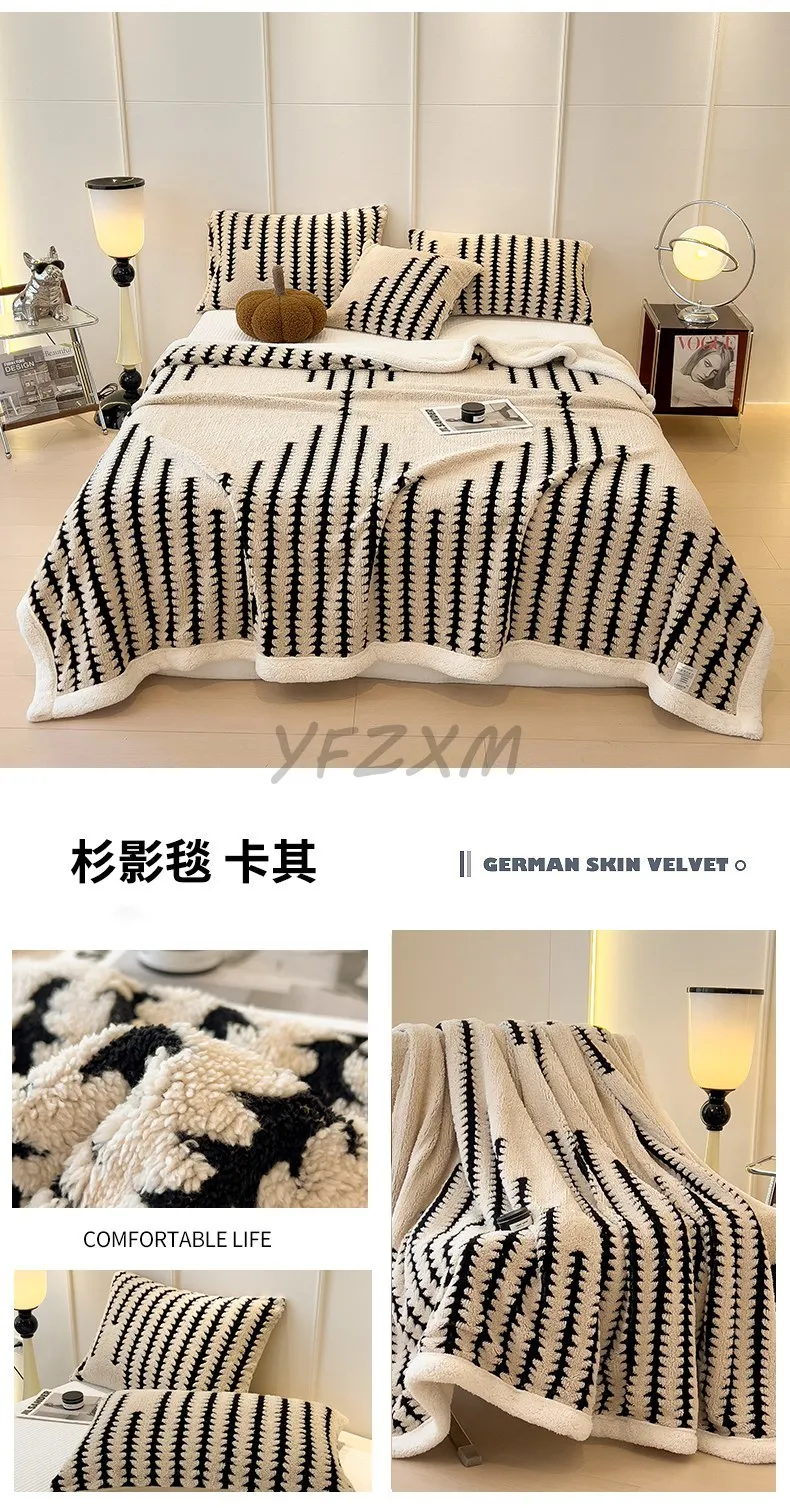 Warm Flannel Autumn Winter Blanket Super Soft Fluffy Queen Blanket Single Double Cozy Skin-friendly Multifunctional Nap Blanket