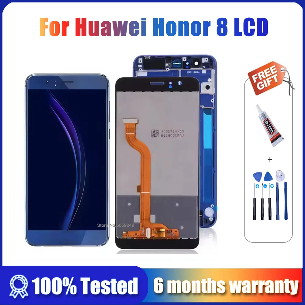 

Протестированный 5,2 "для Huawei Honor 8, ЖК-дисплей, дигитайзер сенсорного экрана с рамкой FRD-L09 L19 L14 L04 AL00 TL00 AL10, полный экран
