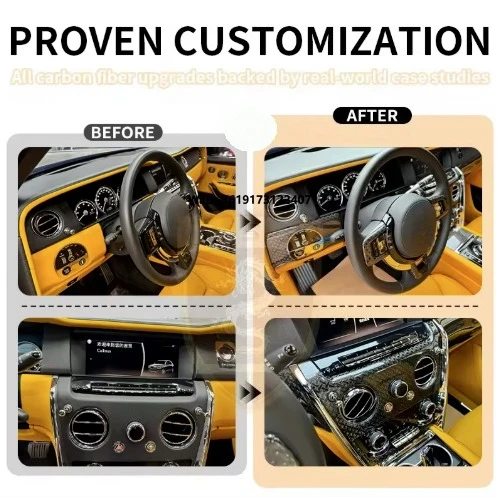 For Cullinan SUV Model Car Interior Kit Upgrade Black-B Style Center Console Panel Trim Window Control Button Frames