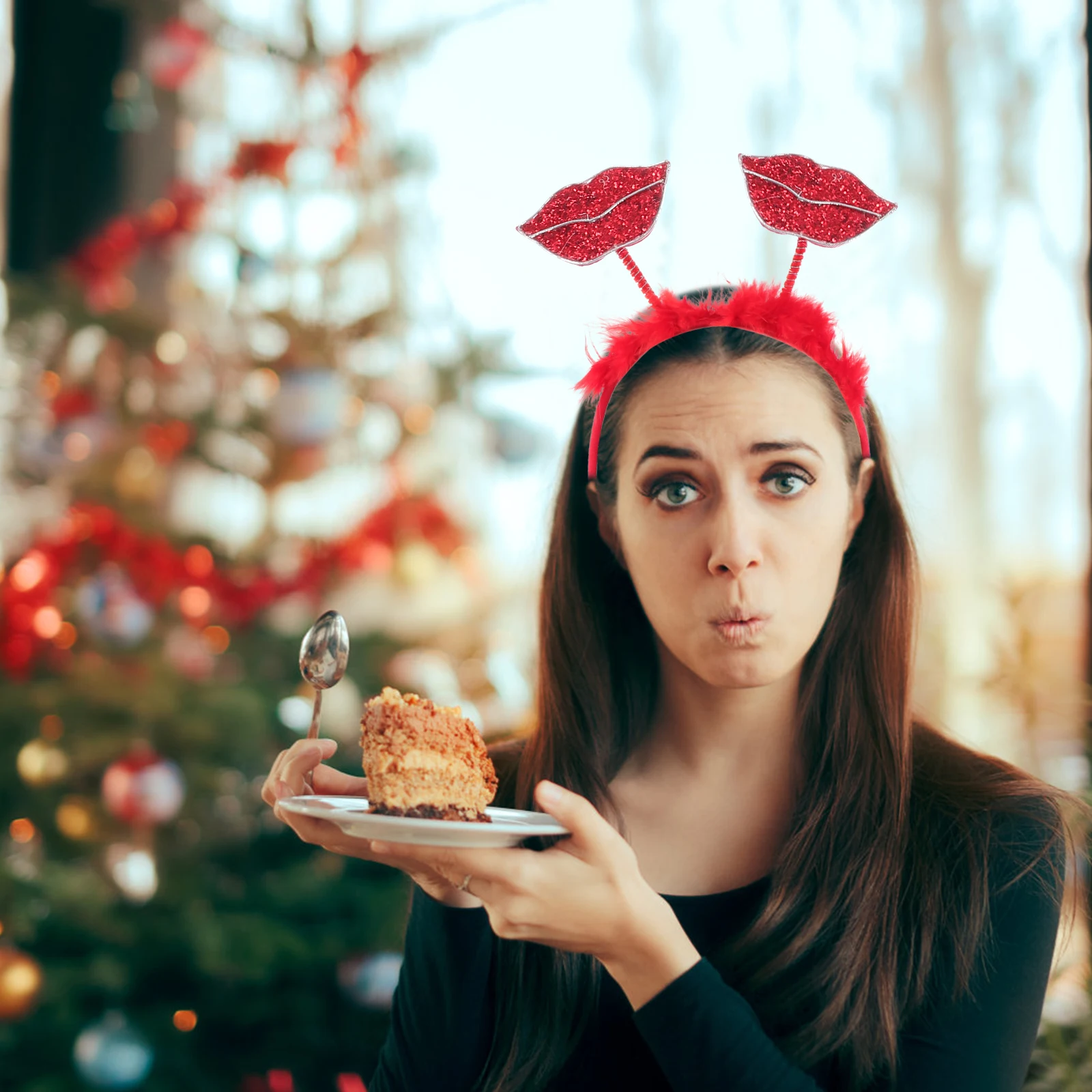 

Valentines Day Party Hairb Adult Love Red Lip Headb Wedding Plastic Female Hair Accessory Casual Wear Photo Prop