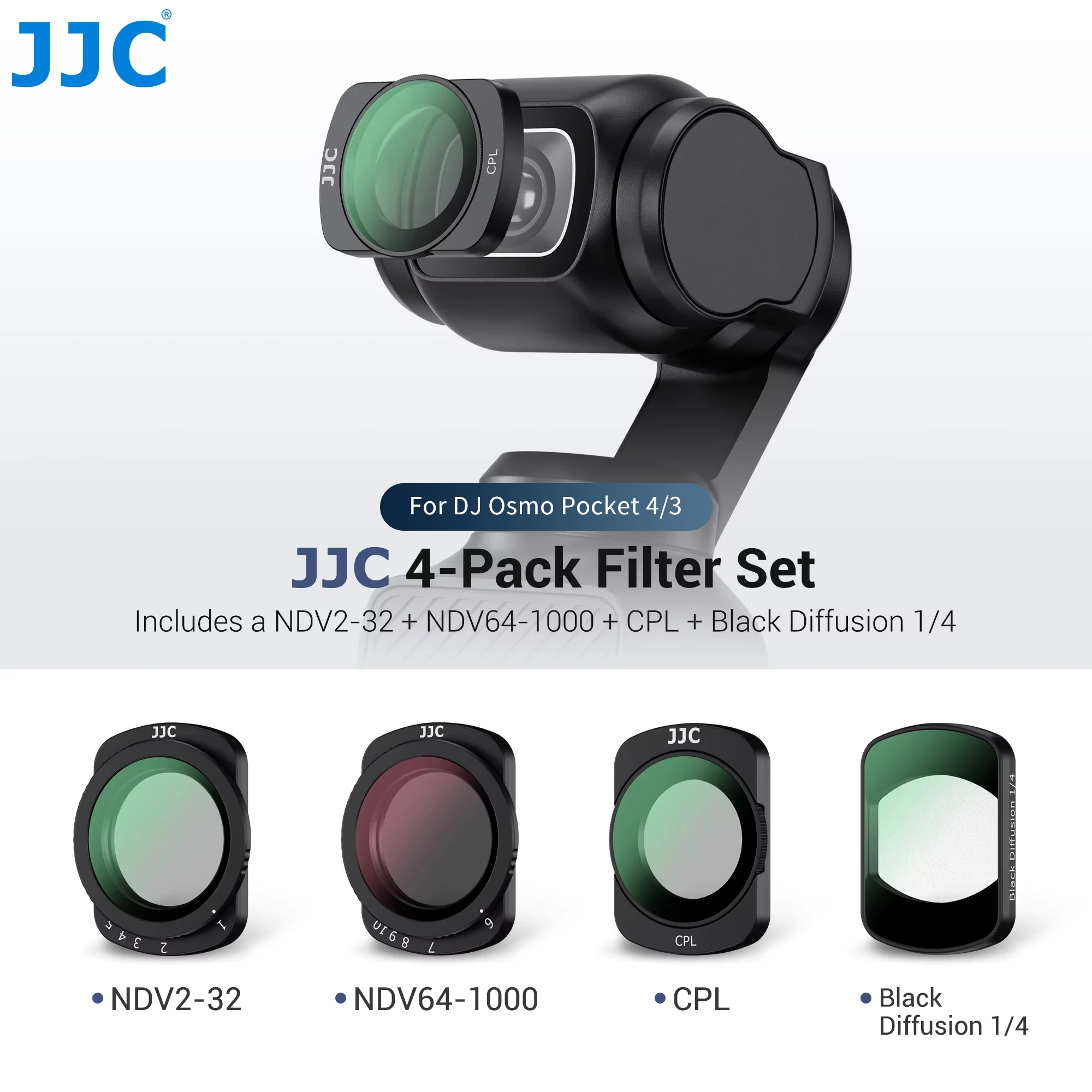�y�Z�[�����zJJC �}�O�l�b�g��ND CPL�t�B���^�[�L�b�g DJI OSMO Pocket 4 3�p �����^HD���w�K���X NDV2-32 NDV64-1000 �u���b�N�~�X�g 1/4�t�B���^�[�Z�b�g