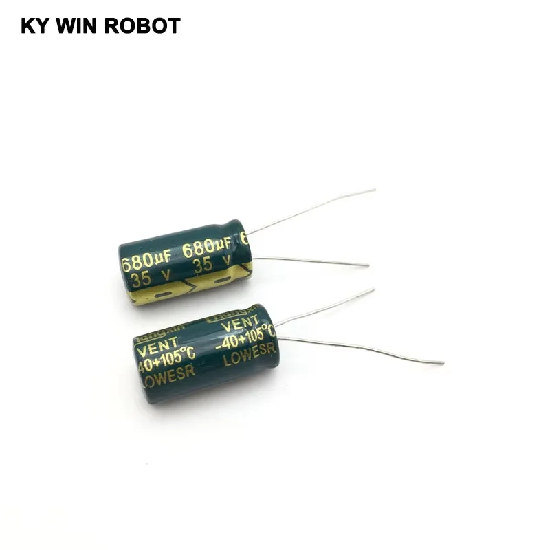 10 قطعة مُكثَّف كهربائيًا من الألومنيوم 680 فائق التوهج 35 فولت 10*20 مللي متر جودة التردد شعاعي مُكثَّف كهربائيًا #1