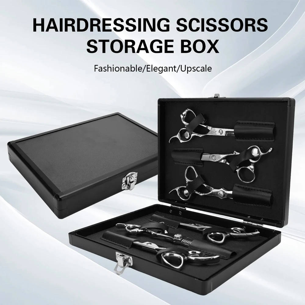 Black Scissors Storage Box Hairdressing Leather Toolbox Shockproof Waterproof Shears Storage Case Barbershop Accessories