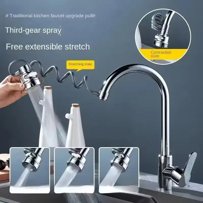 360 ° Adjustment Kitchen Sink Faucet Extender Filter Spray Three-mode Water-saving Pressurized Household Bathroom Gadget