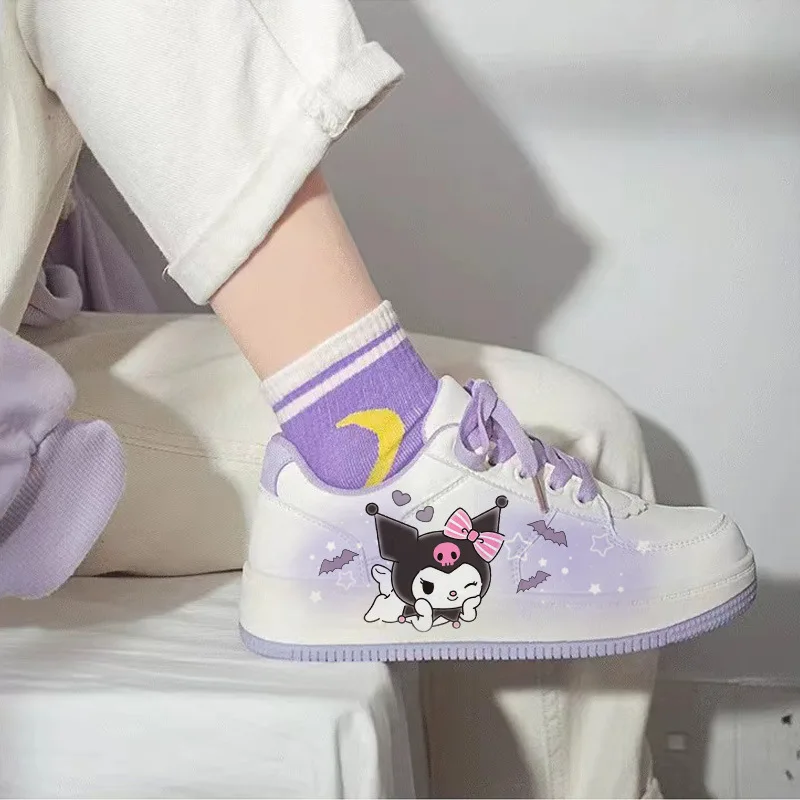 Anime Hello Kitty Kids Sneakers Kawaii Kuromi My Melody Cinnamoroll Cosplay Sports Shoes Cartoon White Shoes Kids Birthday Gift