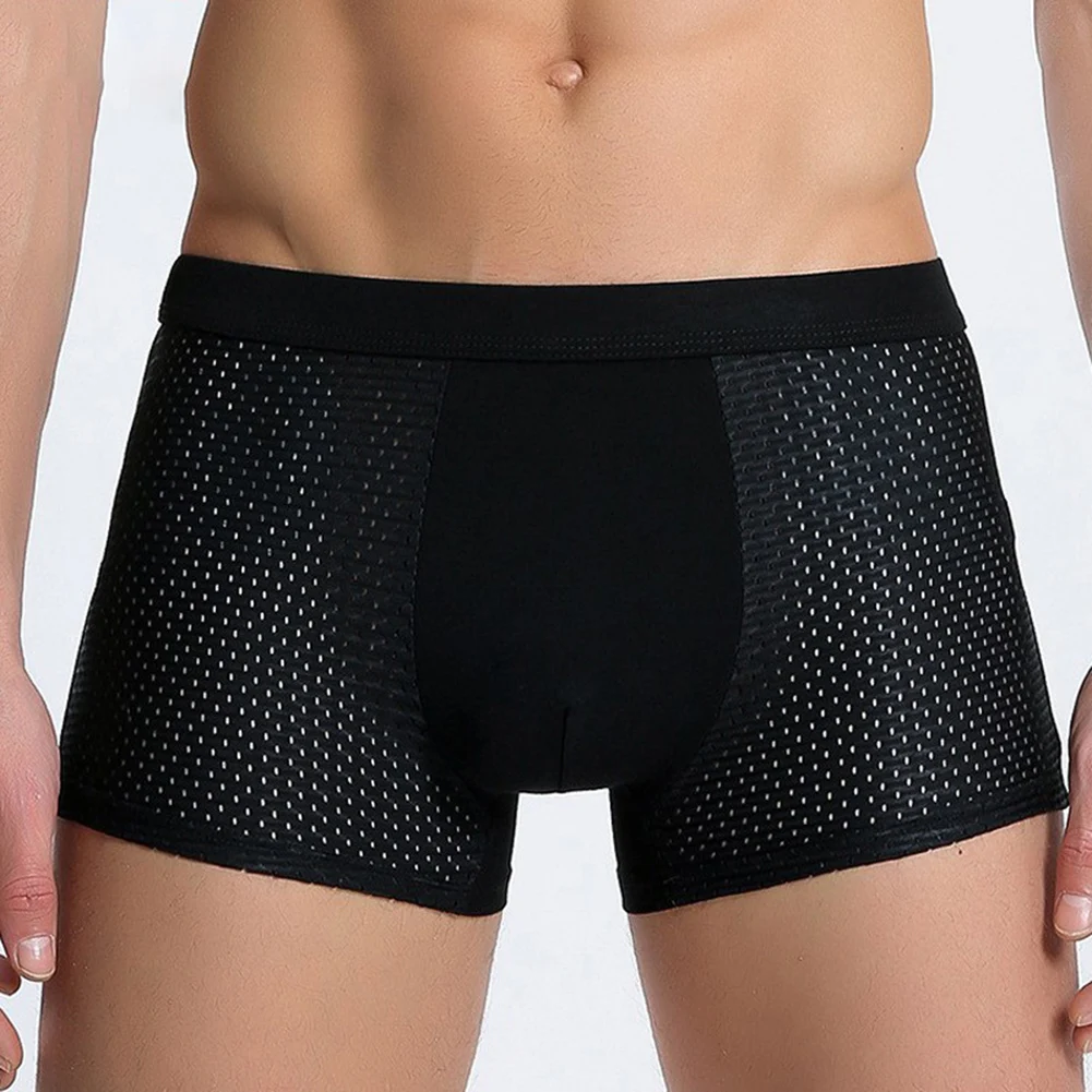 

Men Breathable Boxers Ice Silk Mesh Men's Boxers Soft Breathable Underwear With Moisture-wicking Technology U Design For Comfort
