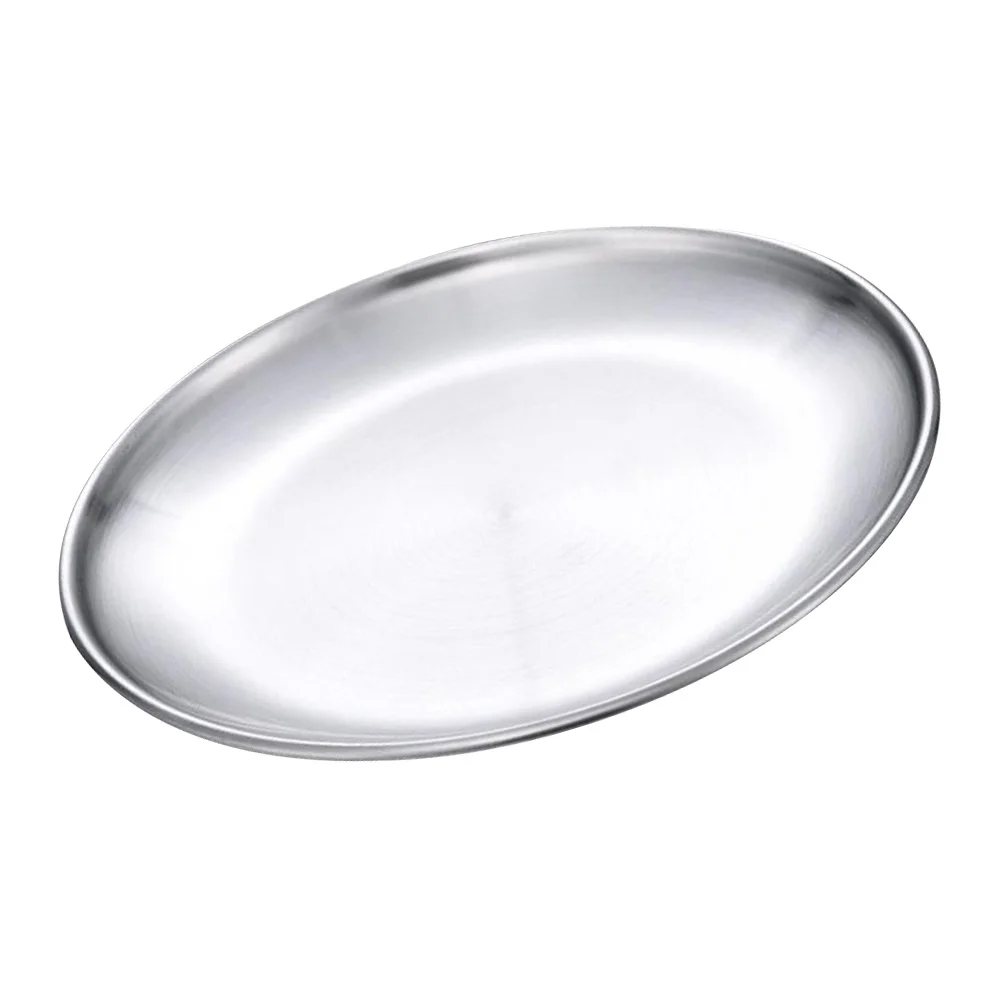 

Multifunctional BBQ Plate Cake Dish Food Tray Stainless Steel Round Bakeware Kitchen Easy Clean Home Restaurant Hotel