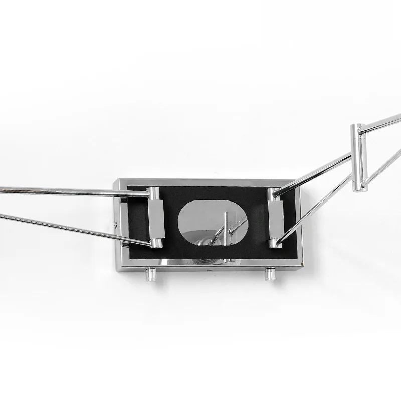 chrome  2-Arm Swing Wall Sconce with switch bedroom indoor metal wall lamps study  Reading Lights ajustable totel Wall lighting image 5