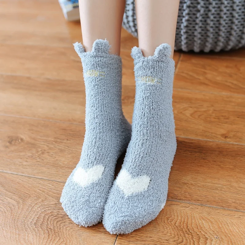 Winter Coral Fleece Socks Female Plush Home Confinement Sweet Adult Thickening Cute Sleeping Sleeping Socks