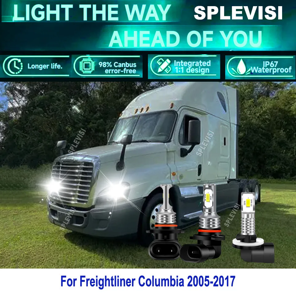 

9005 + 9006 + 881 Автомобильная лампа, светодиодная фара дальнего света, ближний свет, противотуманная фара для Freightliner Columbia 2005 2006 2007 2008 2009 2010-2017