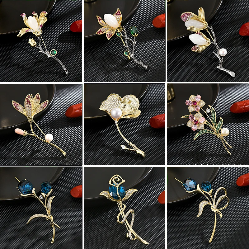 

Ethnic Style Classic Tulip Brooches Elegant Plum Blossom Rose Brooch Pin for Women's Luxury Coat Accessories Corsage Jewelry